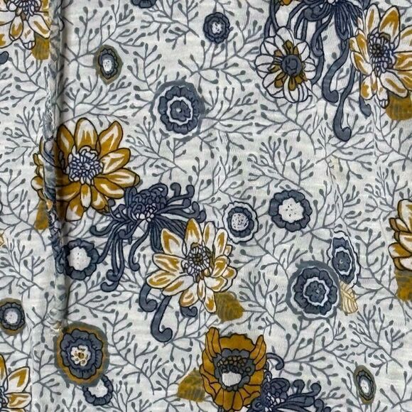 Lucky Brand Yellow Blue Floral Blouse Keyhole Flutter Sleeve - Women’s US L - Picture 3 of 8